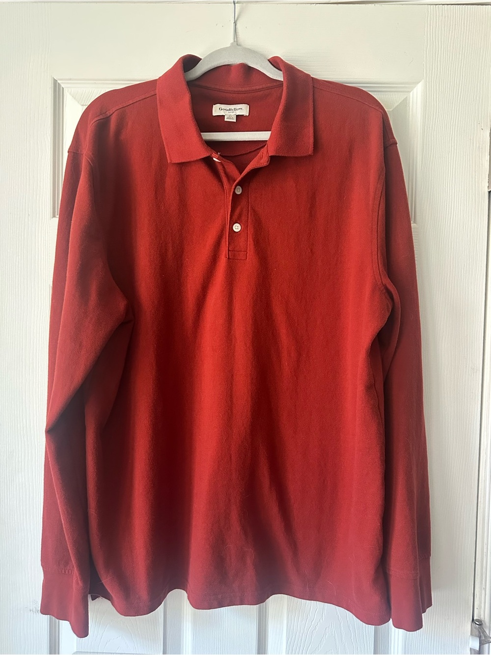 Goodfellow Red Long-Sleeve Cotton Polo